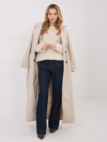 Jasnobeżowy sweter oversize z okrągłym dekoltem