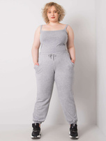 Pilkos melange spalvos plus size medvilninės Ainhoa sportinės kelnės.