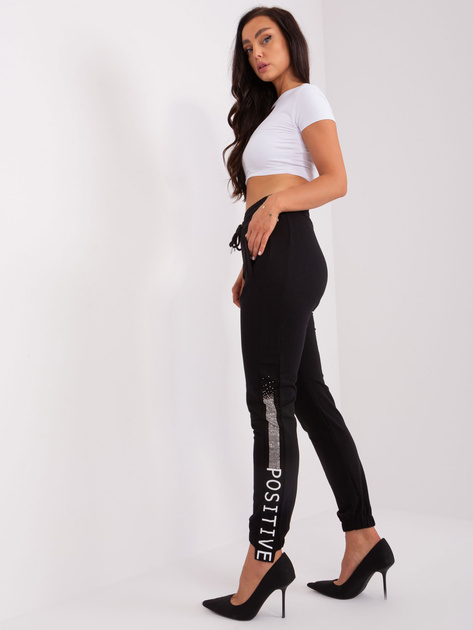 Hurt Czarne damskie spodnie dresowe z aplikacją