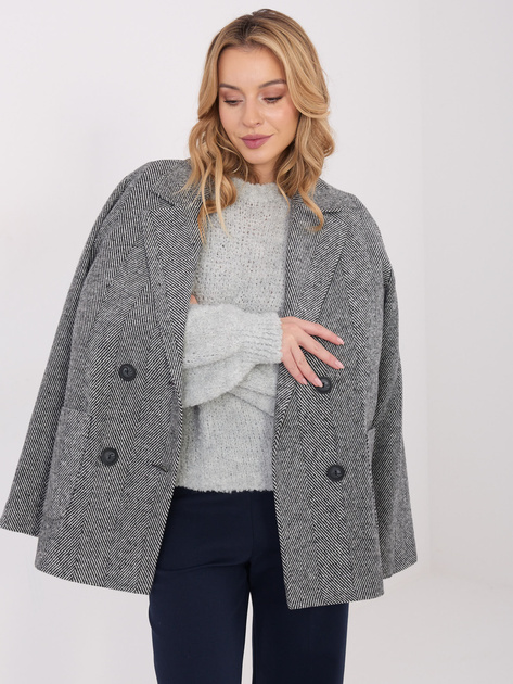 Czarno-biała casualowa marynarka w jodełka