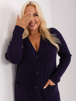 Hurtownia Granatowy sweter plus size z dzianiny