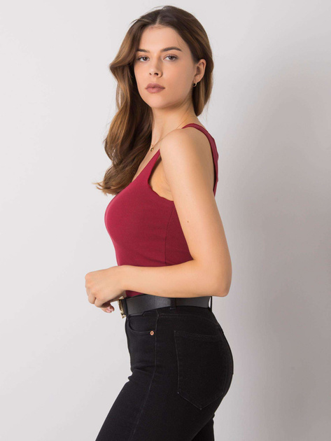 Bordowy top w prążek Robertina RUE PARIS