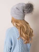Jasnoszara czapka beanie z pomponem RUE PARIS