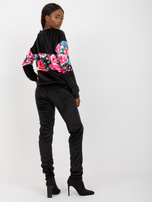 Hurtownia Czarny komplet welurowy z nadrukiem RUE PARIS