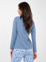 Brudnoniebieska piżama ze spodniami w róże