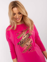 Hurt Fuksjowa damska bluzka z motywem zwierzęcym