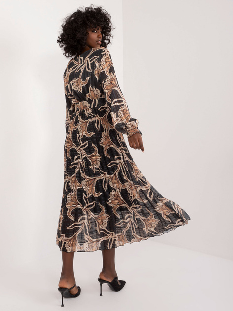 Hurt Czarna midi sukienka wieczorowa z printem