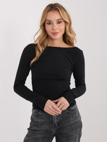 Czarna  bluzka basic z dekoltem na plecach