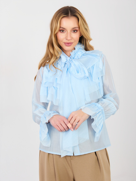 Jasnoniebieska elegancka koszula z żabotem