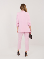 Jasnoróżowy elegancki komplet z marszczonymi rękawami  RUE PARIS 