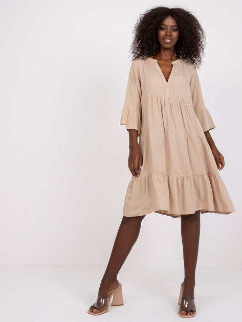 Beżowa sukienka z falbanami Humility SUBLEVEL
