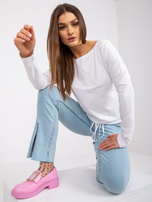 Biała bluzka basic z długim rękawem Carla