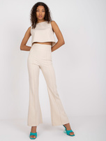 Jasnobeżowy damski komplet elegancki ze spodniami 