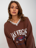 Hurt Ciemnobrązowy komplet dresowy o kroju oversize z nadrukiem