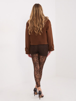 Czekoladowe eleganckie legginsy z zakładką na palec