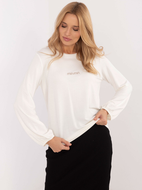 Hurtownia Ecru luźna bluzka longsleeve z naszywką