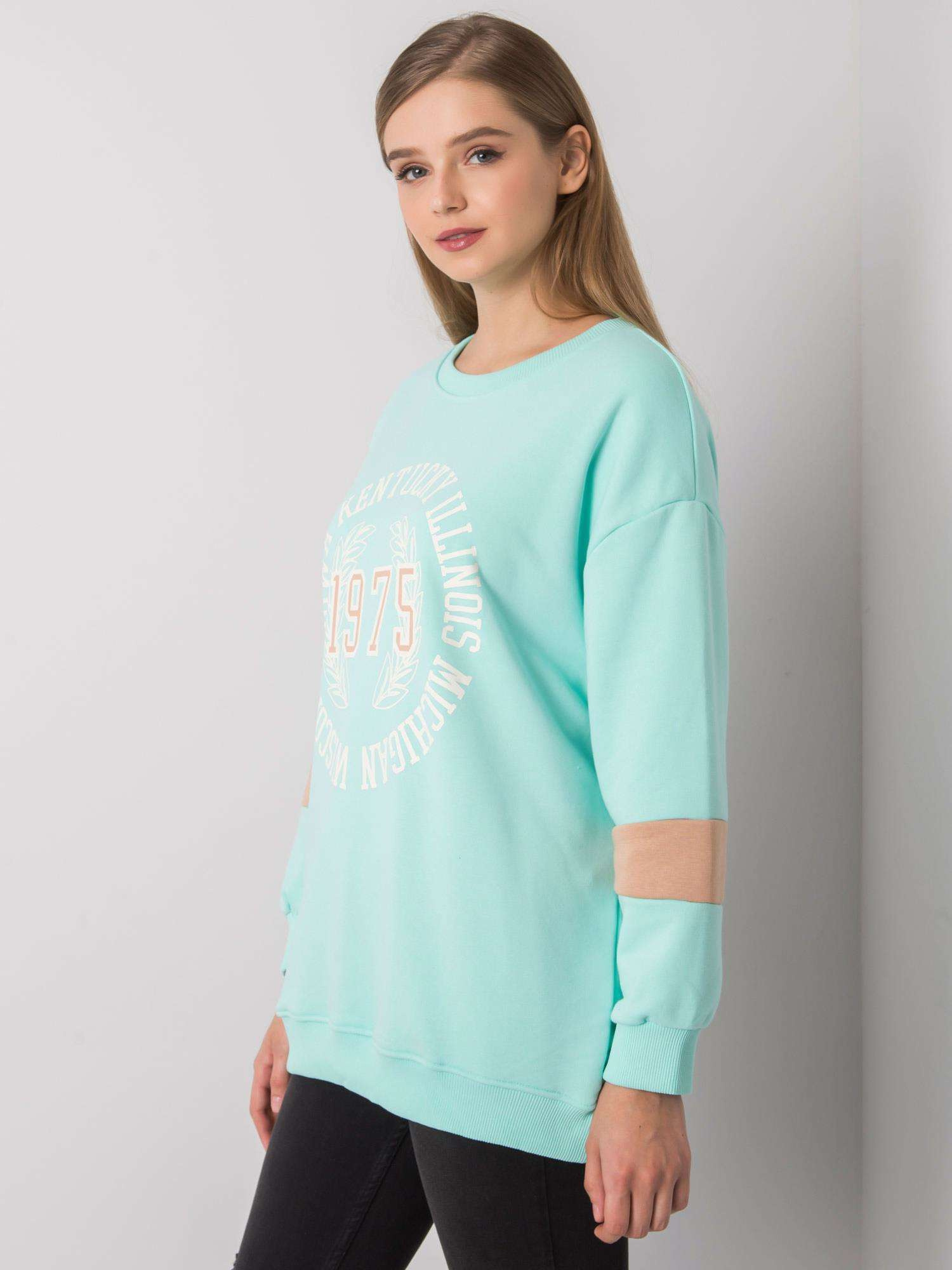 Miętowa bluza oversize z nadrukiem Kate