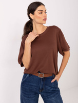 Brązowa bluzka basic z domieszką modalu