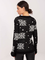 Czarny świąteczny sweter z reniferem