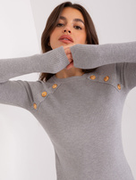 Hurt Szary sweter klasyczny z ozdobnymi guzikami 