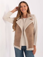 Beżowa kamizelka z podszewką z misia