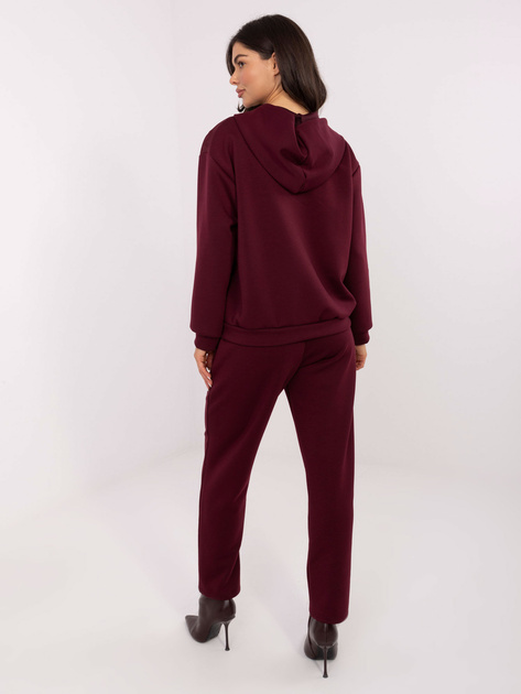 Burgundowy casualowy komplet ze spodniami