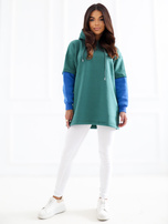 Hurt Ciemnozielona bluza damska basic  z kapturem bawełniana RUE PARIS 