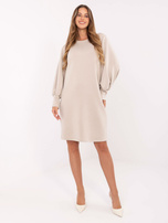 Jasnobeżowa dresowa sukienka o kroju oversize