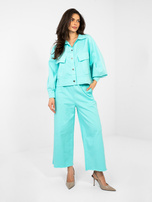 Turkusowa koszula z bufiastymi rękawami RUE PARIS  