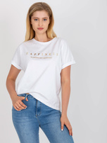 Biały bawełniany t-shirt plus size z krótkim rękawem