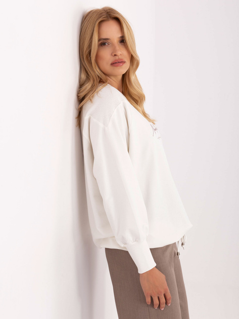 Ecru damska bluzka oversize z napisem