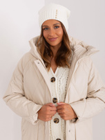 Hurt Ecru czapka zimowa ze ściągaczem RUE PARIS