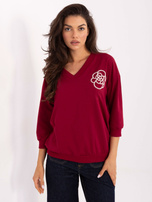 Burgundy casual cotton blouse.