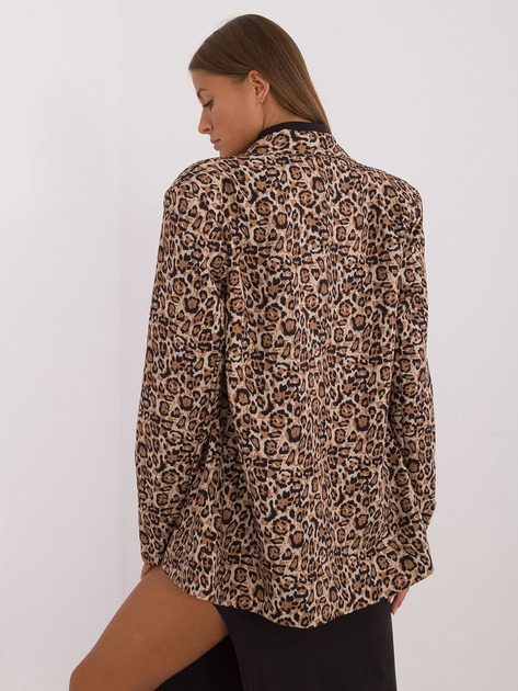 Hurtownia Beżowo-czarna damska marynarka w panterkę