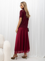 Bordeauxfarbener Damen Basic-Pullover mit Rollkragen.