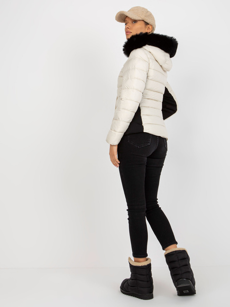 Hurt Jasnobeżowa pikowana kurtka przejściowa z kapturem