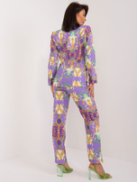 Hurt Liliowy elegancki komplet damski z marynarką