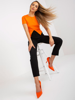 Hurtownia online Czarne spodnie z materiału z wysokim stanem 