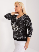 Hurt Czarna bawełniana bluzka plus size z rękawem 3/4