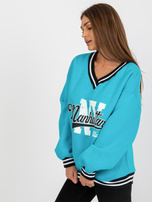 Hurt Niebieska dresowa bluza z nadrukiem bez kaptura