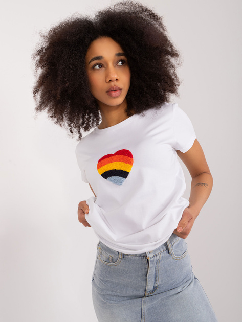 Hurt Biały damski t-shirt z haftem BASIC FEEL GOOD