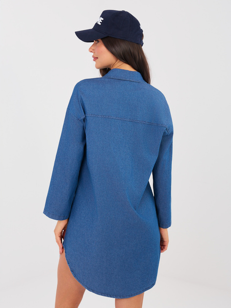Niebieska jeansowa sukienka z kieszeniami RUE PARIS