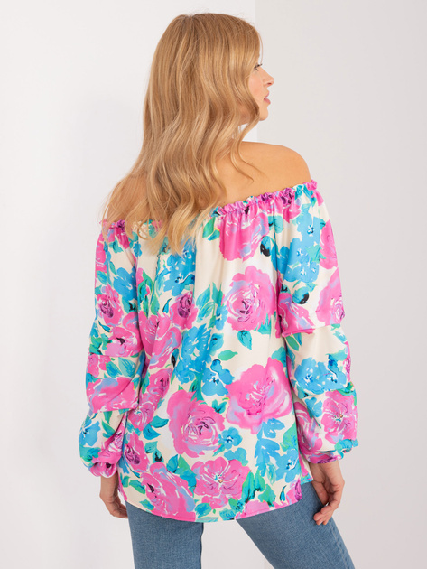 Hurt Niebieska bluzka hiszpanka w kwiaty RUE PARIS