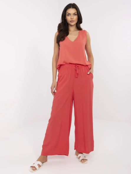 Koralowe letnie spodnie z wiązaniem SUBLEVEL