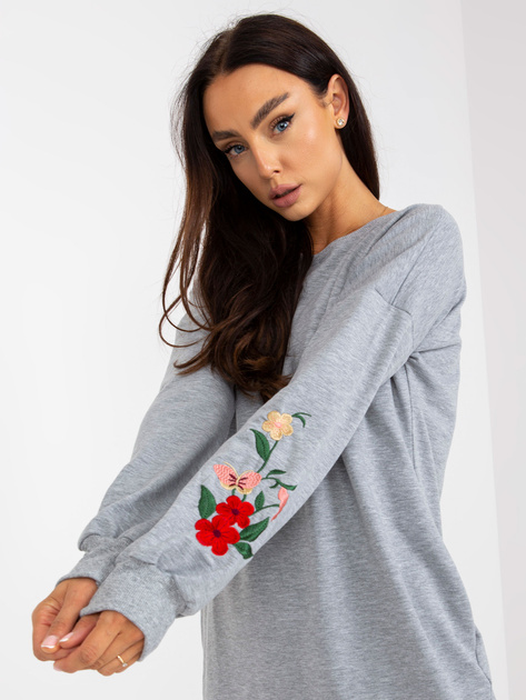 Hurt Szara sukienka dresowa z haftem i kieszeniami RUE PARIS