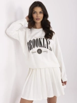 Ecru dwuczęściowy komplet damski z napisami