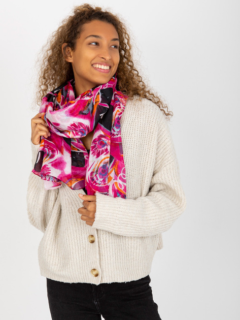 Hurtownia Ciemnoróżowa bawełniana chusta z nadrukiem