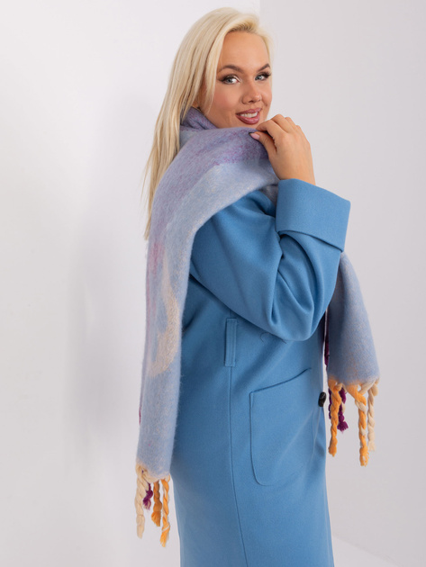 Hurt Jasnoniebieski zimowy szal z frędzlami