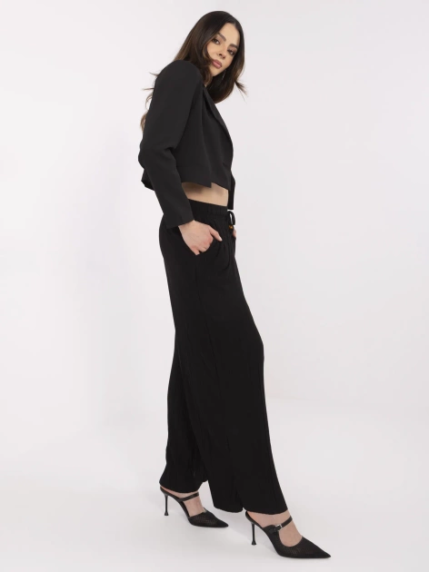 Czarne plisowane spodnie z wiązaniem SUBLEVEL