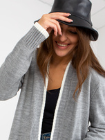 Hurtownia Szaro-ecru długi kardigan bez zapięcia RUE PARIS 